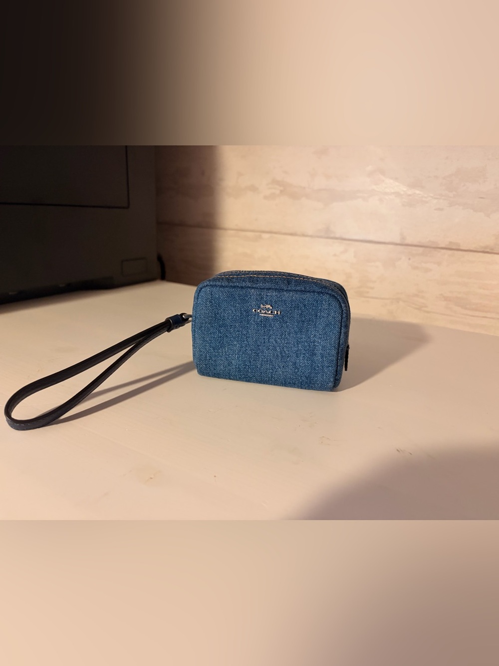 CAP97 Coach denim pouch wristlet